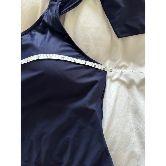 J. Crew Bow one-shoulder one-piece Navy Blue Size 18 - Picture 7 of 11